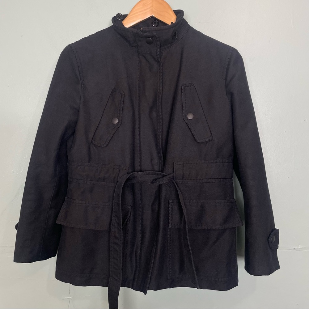 Moschino Belted Jacket Utility Black Lined Pockets Button Down Size‎ 8
